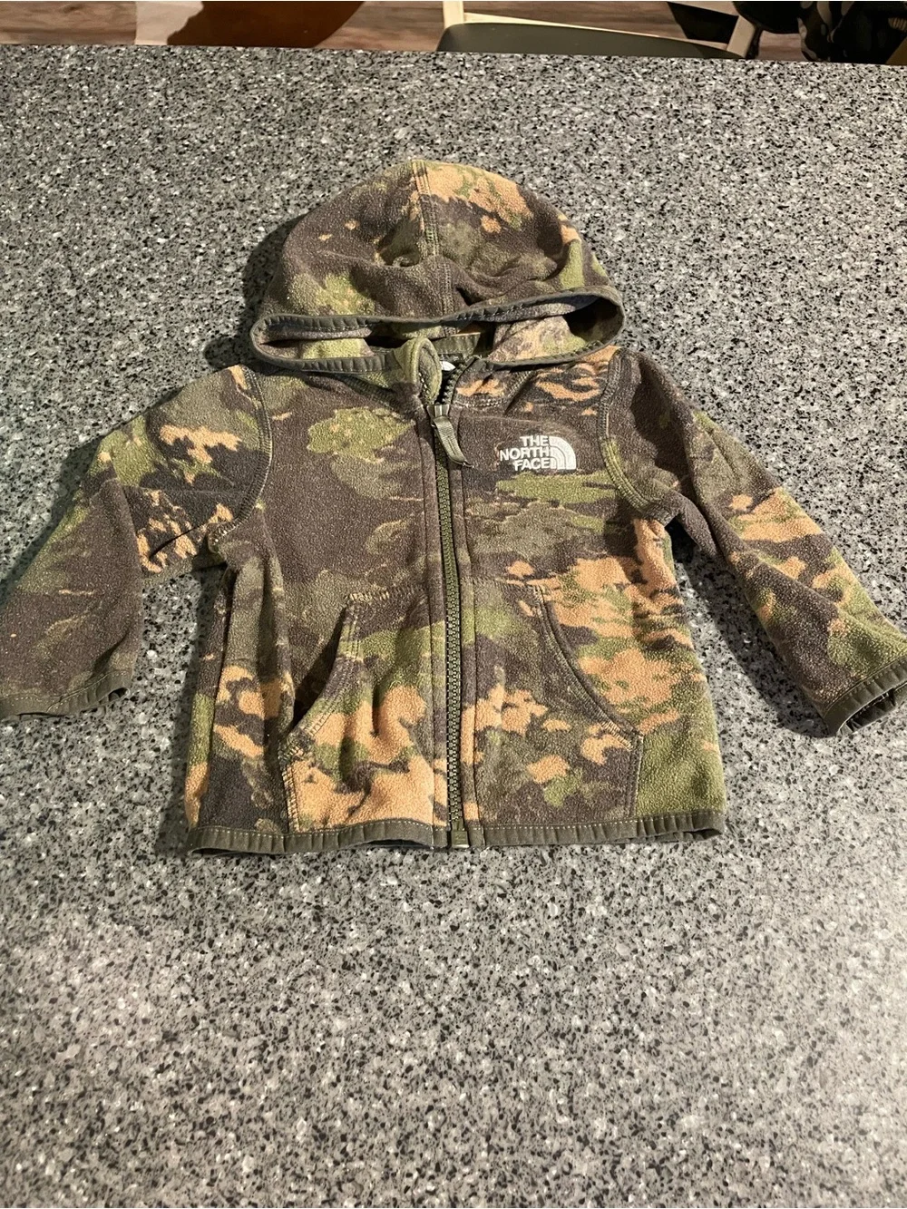 The North Face Kids' Green Camo Hooded Fleece Zip-Up
